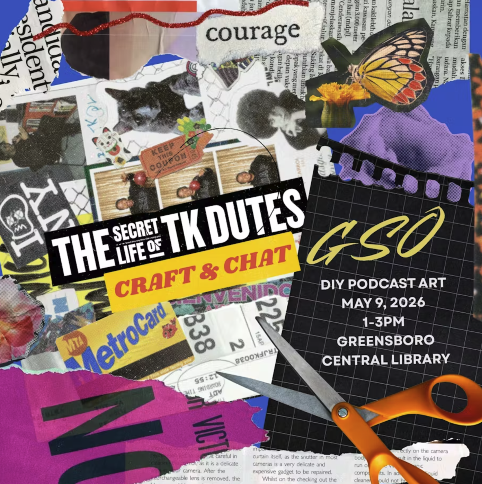 Join me for a special Crafty Hour as part of the *Doing The Most Tour*, where I’ll be sharing the story behind *The Secret Life of TK Dutes* podcast artwork — and then we’ll make some magic of our own.  We’re talking collages, creativity, and community.  ✂️ What to expect: • A behind-the-scenes story of the podcast art • A chill collage-making session • All the basics provided: glue sticks, scissors, and fun creative materials • Good vibes + space to play and explore  📚 Community ask: Help us build the col