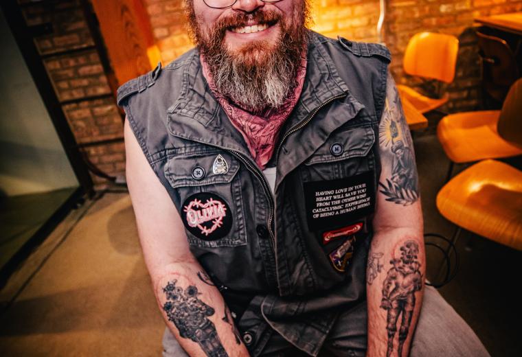 A photo of Jeffrey Nils Gardner wearing a black denim jacket